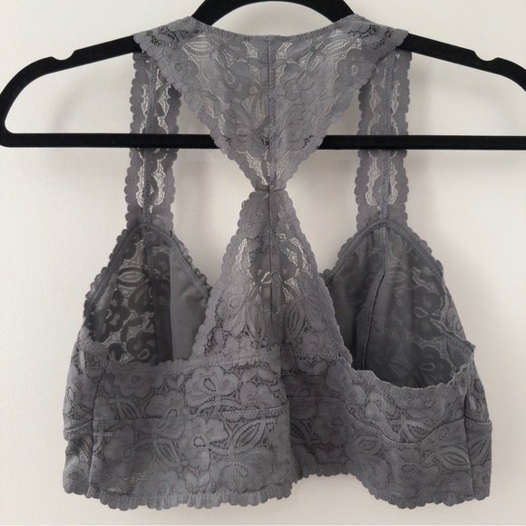 Free People Intimately Galloon Bralette Graphite Size Large L Lace Stretch Boho - Picture 7 of 7
